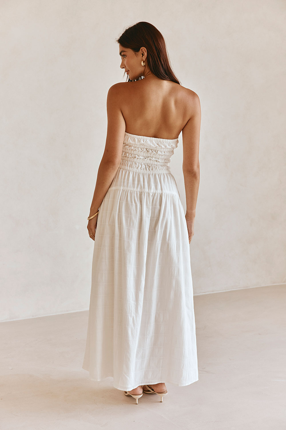 Bridal White Strapless Panel Maxi Delta Dress