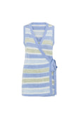 Blue and White Stripe Knit Wrap Nell Top