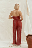 Merlot Red Cotton Elastic Drawstring Emilia Pants