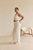 White Elastic Drawstring Relaxed Ditta Pants