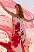 Pink Sole Rosa Print Strapless Pleated Antalya Top