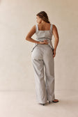 Blue High Waist Tie Khaleesi Trouser Pants