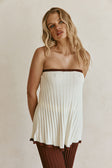 Cream Ribbed Strapless Winnie Top