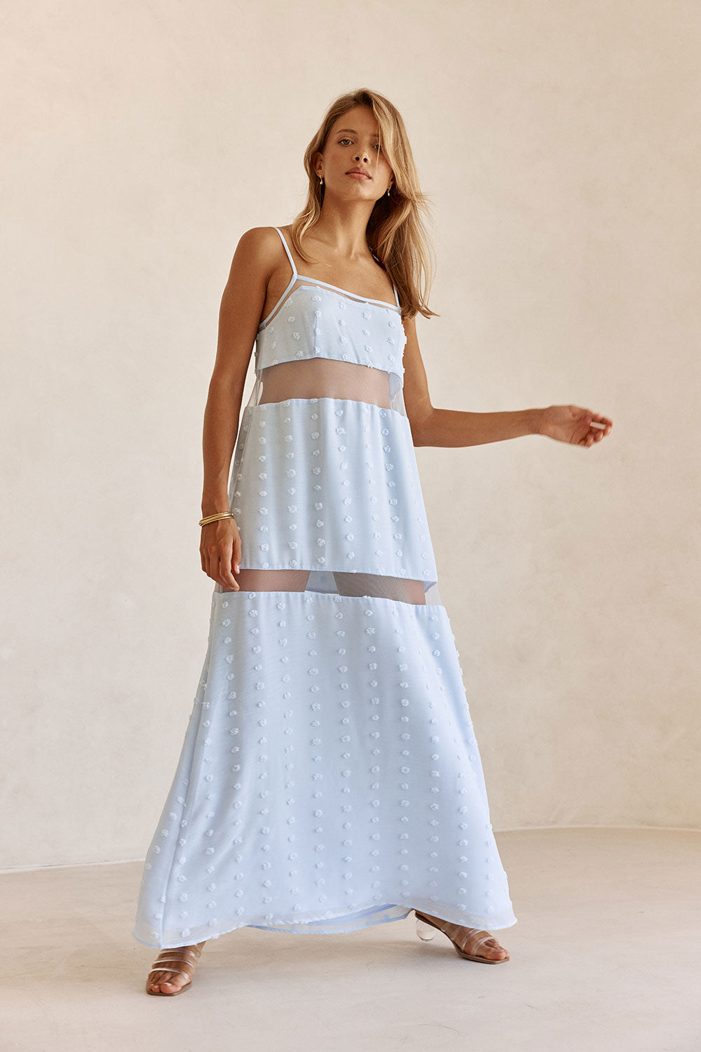 Baby Blue Panel Maxi Tarissa Dress