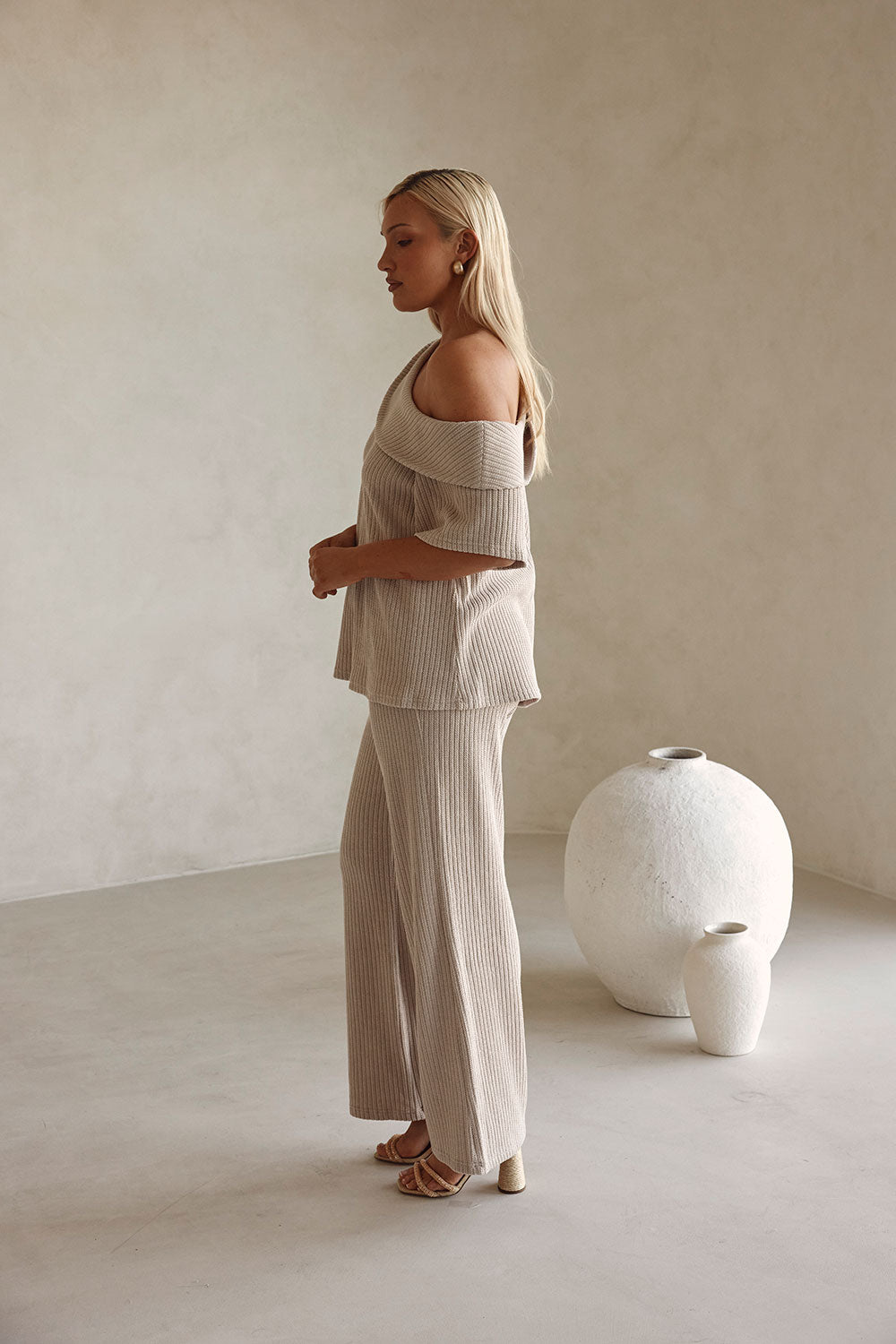 Stone Grey One Shoulder Tarika Top