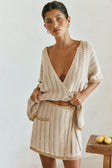 Tan Drawstring Wrap Mini Reims Skirt