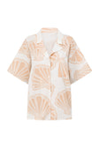 White Coastal Shell Button Up Collar Celestia Top