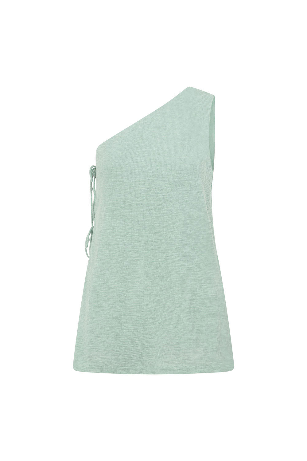 Sage Green One-Shoulder Side Tie Zen Top