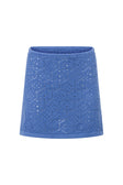Blue Cotton Knit High Waist Mini Alivia Skirt