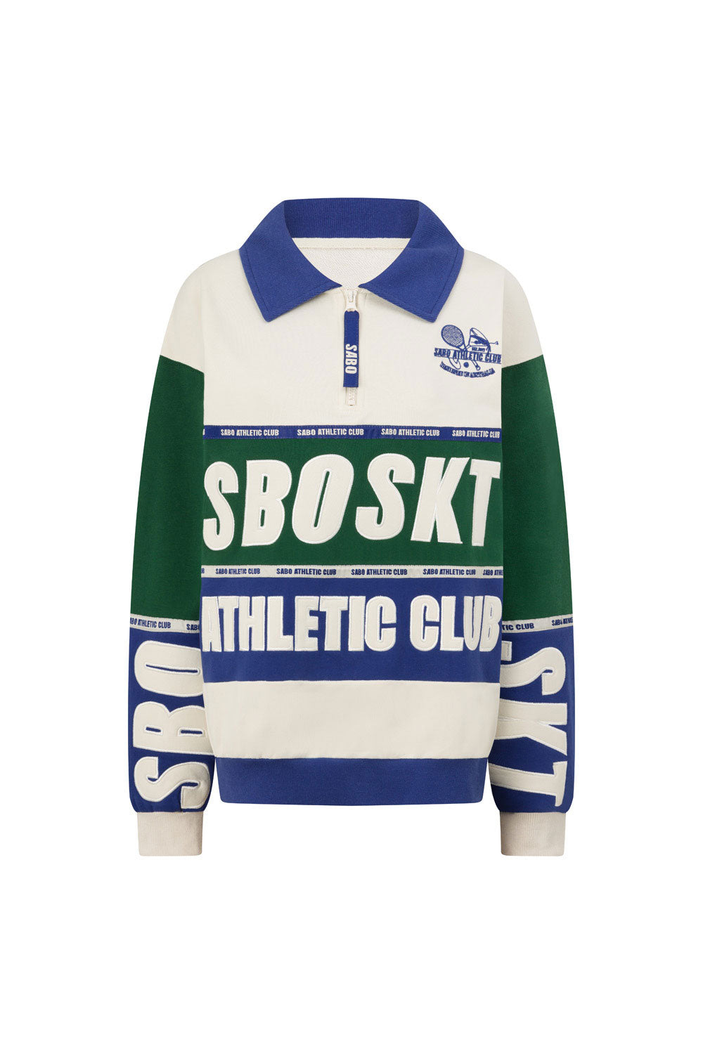 Cream and Green Terry Vintage Oversized Seoul Sweater