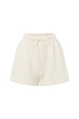 Cream High Waist Elastic Drawstring Jojo Shorts
