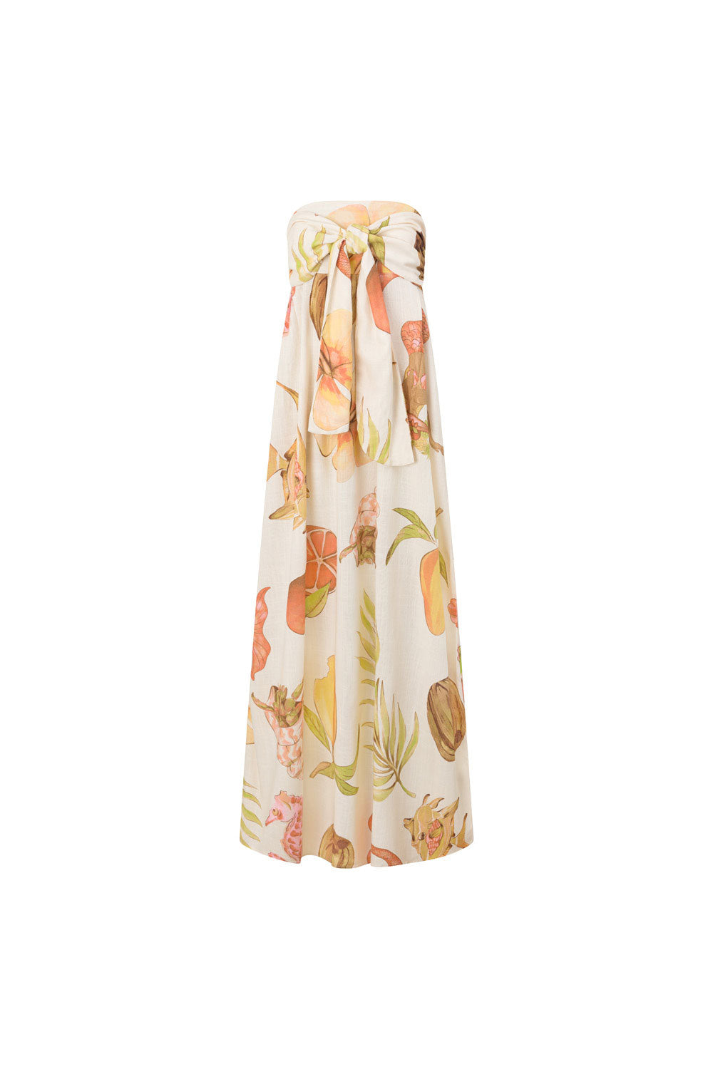Cream Island Time Strapless Bow Maxi Anela Dress