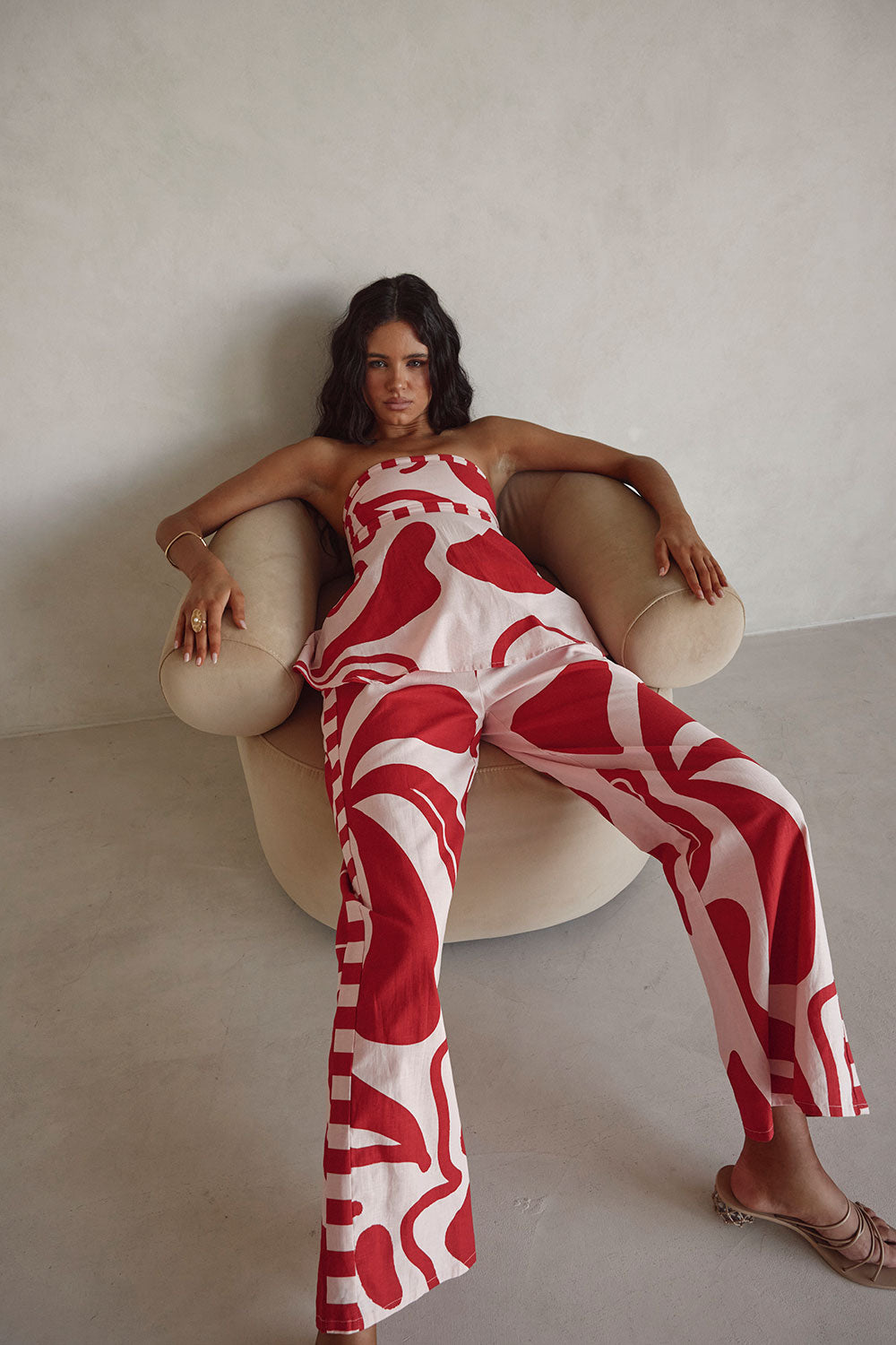 Red and Pink Darling Floral Print Drawstring Enya Pants