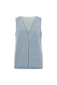 Blue Denim Open V Neck Loralei Top