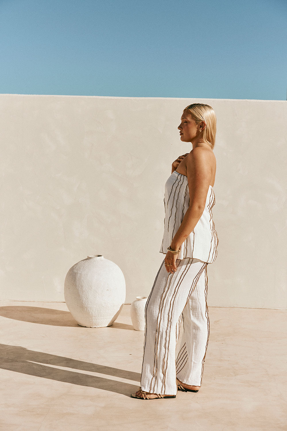 White Strapless Frill Emilia Top