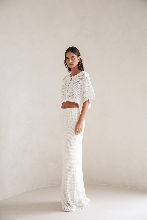 Bridal White Knit Maxi Mekkah Skirt