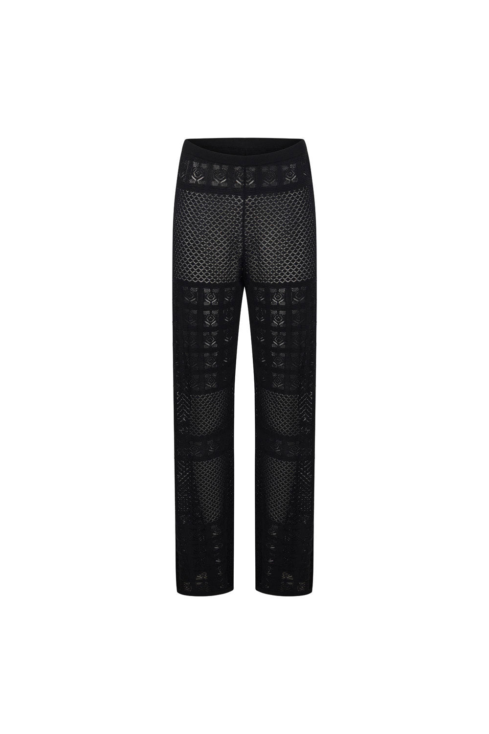 Black Crochet Knit High Waist Dillan Pants