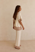 Cream Wavy Cotton Knit Button Up Janaya Top