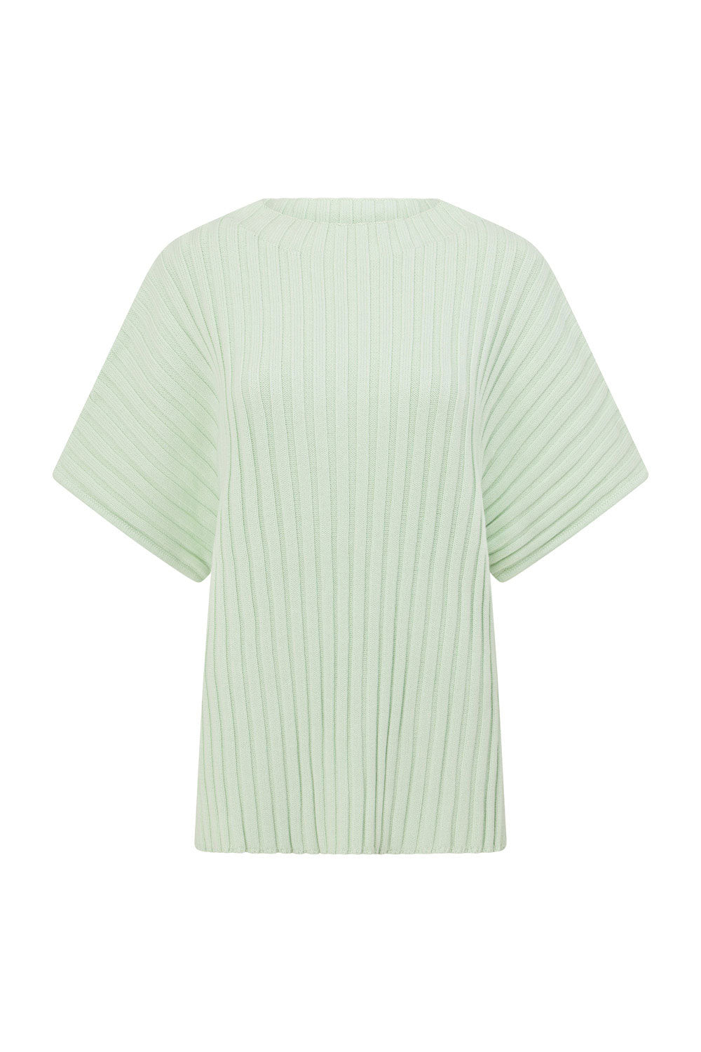 Mint Green Ribbed Knit Short Sleeve Celine Top