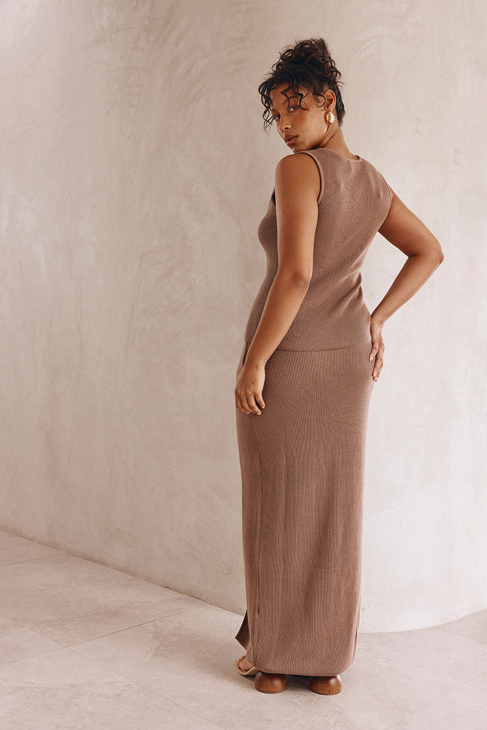 Chocolate Brown Front Split Wrap Maxi Bridget Skirt