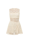 Beige Vintage Lace Mini Gem Dress