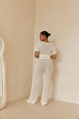 White Crochet Knit Button Up Milana Top