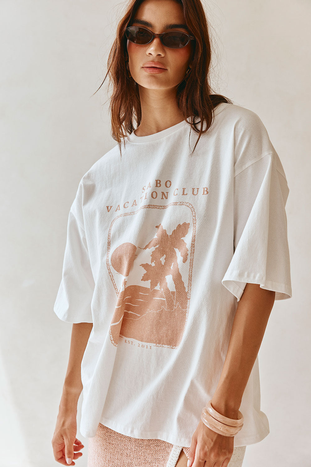 Pink Cotton Boxy Vintage Graphic Britta Tee