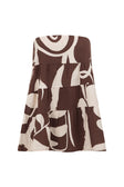 Brown and Cream Painted Tiles Strapless Presley Top