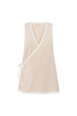 Beige and White Stripe Woven Wrap Billy Top