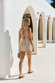 Beige Cotton Asymmetric One Shoulder Hadley Top
