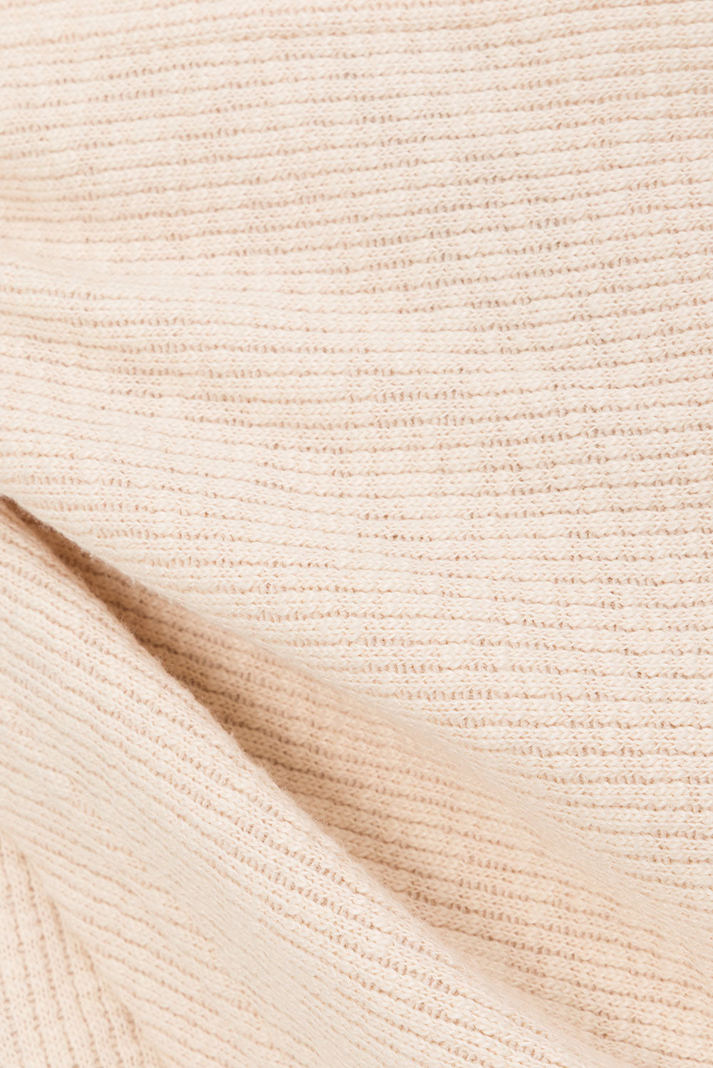 Beige Ribbed V-Neck Wrap Liora Top