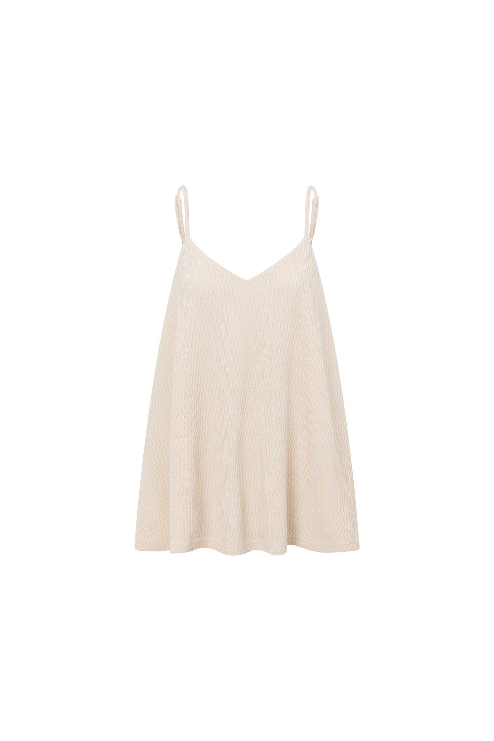Beige V Neck Adjustable Strap Boston Top