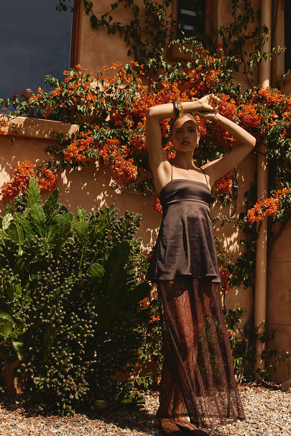 Chocolate Brown Lace Maxi Dove Dress