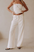 White Structured High Waist Salma Pants