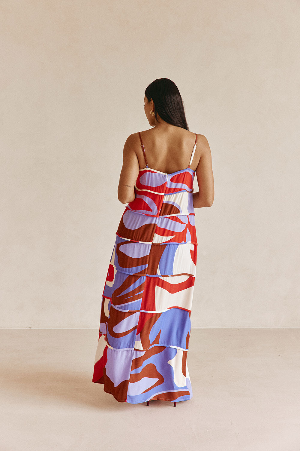 Valley Red Print Strappy Tiered Maxi Aitana Dress