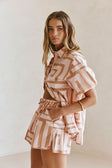 Pink Hellenic Maze Elastic Drawstring Pocket Kira Shorts