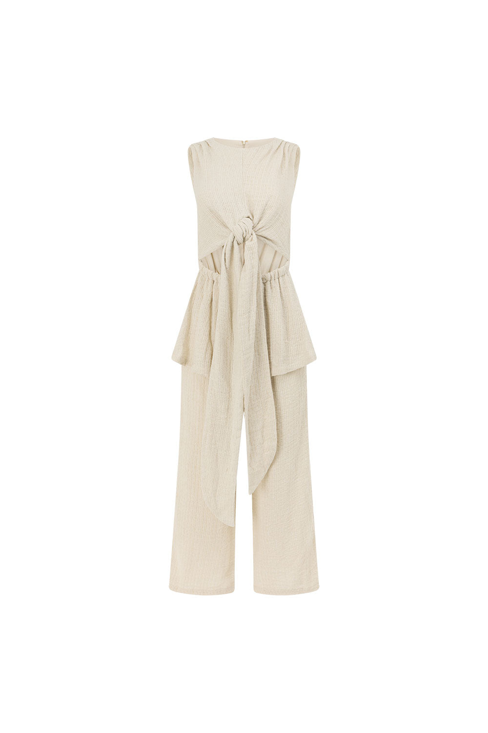 Beige Cut Out Tie Maia Jumpsuit
