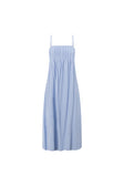 Blue Pin Tuck Pleat Maxi Ada Dress