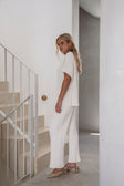 Celine Ribbed Knit Top - White