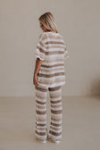Brown and White Stripe Kint Button Up Bristol Top