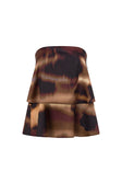 Brown Mirage Bloom Print Satin Strapless Fabi Top