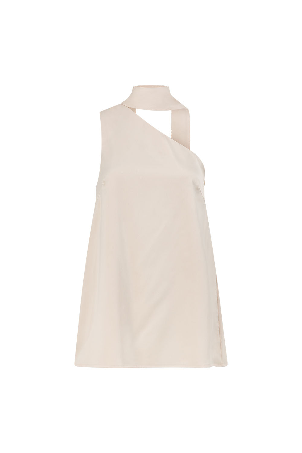 Beige Silky Asymmetric Scarf Koda Top