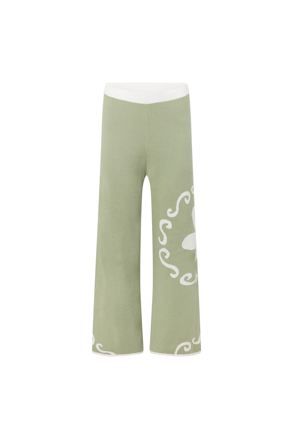 Green Ocean Relic Print Elastic Malani Pants