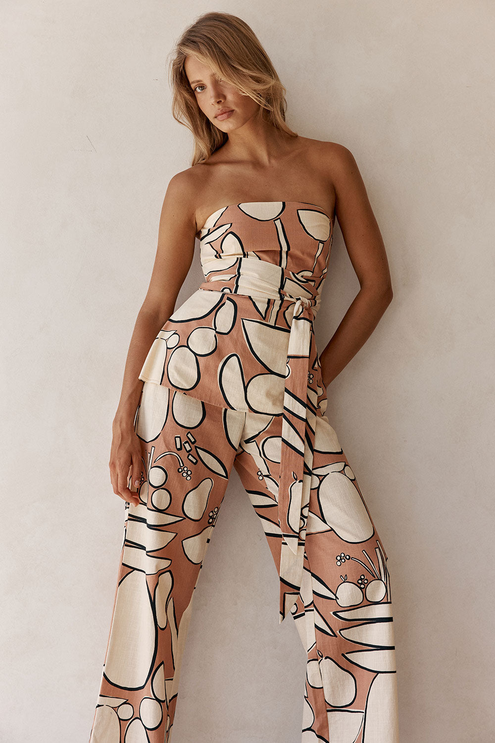 Orange Barossa Print Strapless Torquay Top