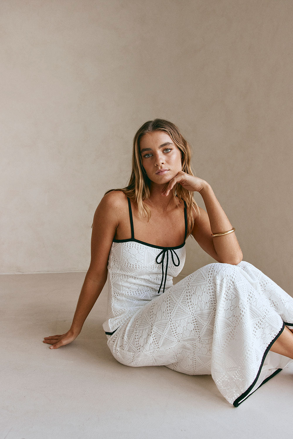 White Crochet High Waist A Line Maxi Aluna Skirt