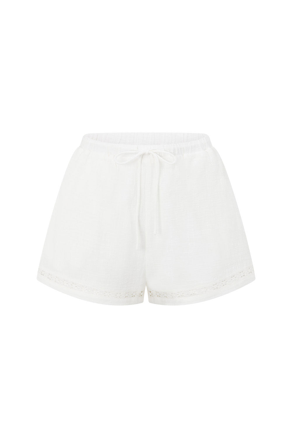 White Lace Elastic Drawstring Cerelia Shorts