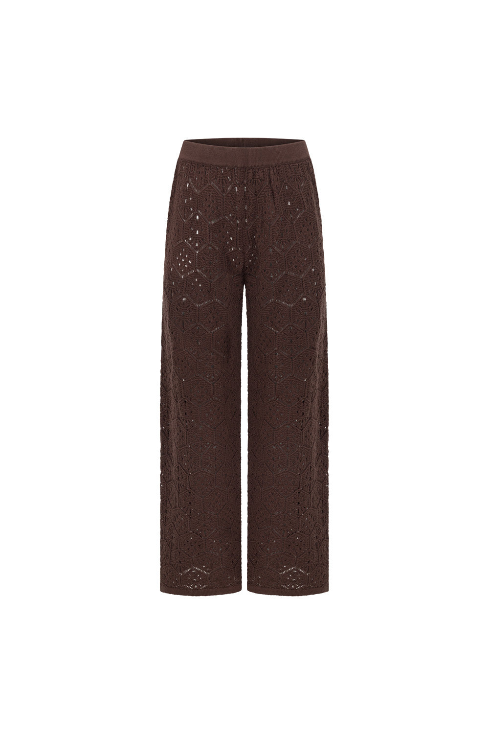 Brown Crochet Knit High Waist Umiko Pants