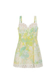 Green Fiore Festivio Print A Line Mini Stelle Dress