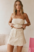Beige Denim Style Mini Rihanna Skirt