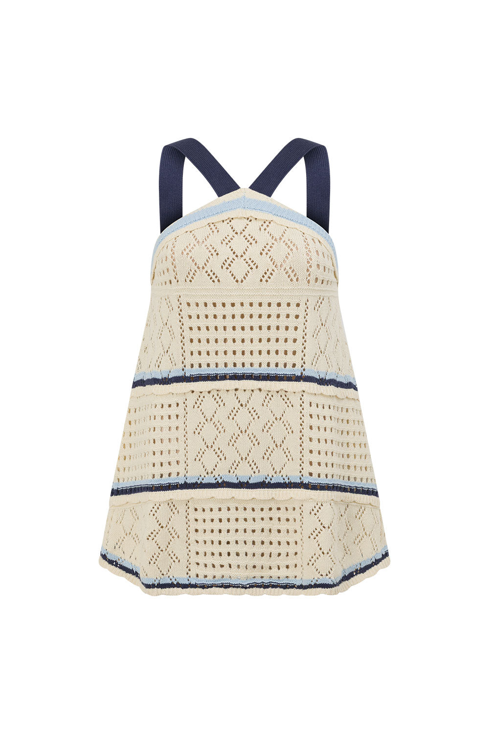 Cream Patch Crochet Knit Halter Matilda Top